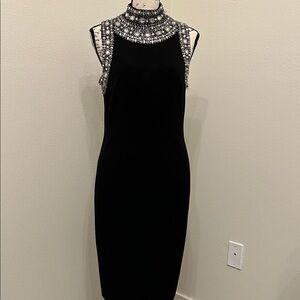 Joseph Ribkoff Black Embellished Neck Dress